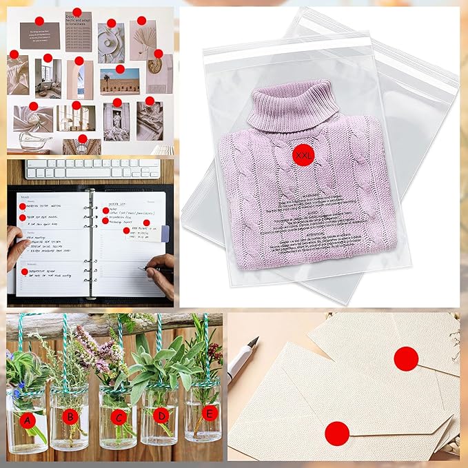 10Rolls 10000PCS 0.75 Inch Small Red Sticky Tags, Permanent Sticky Dot Color Code Labels in Dispenser Box,Circle Blank Labels Total for Documents, Inventory,Calendars, CDs,Garage Sales