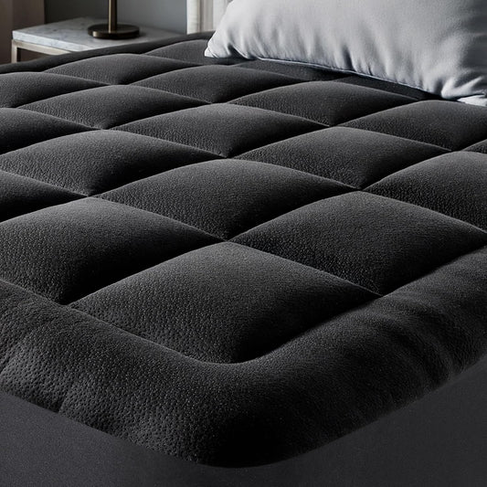 Ultra Soft Twin Size Mattress Topper - Viscose Made from Bamboo Pillow Top Mattress Pad for Back Pain Relief - Naturally Cooling for Hot Sleepers, Black