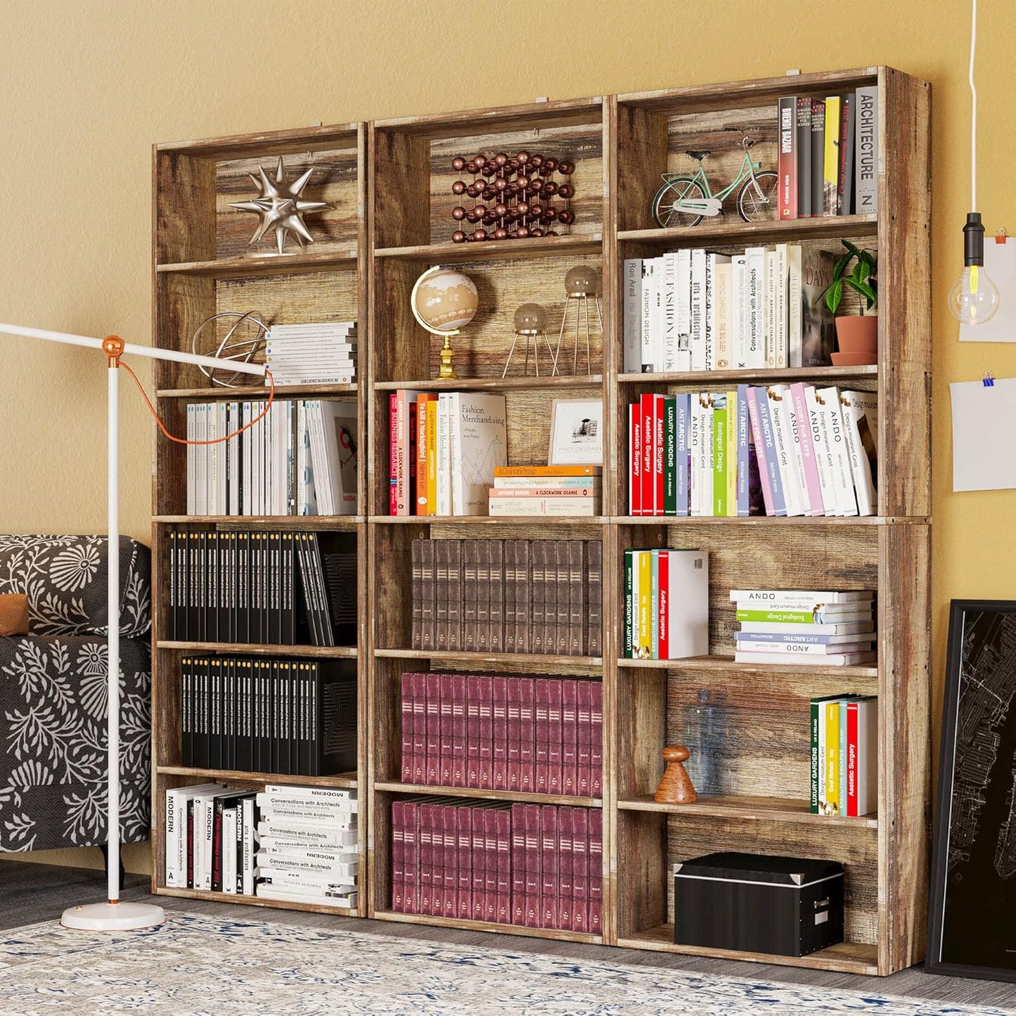 IRONCK Bookshelves and Bookcases Floor Standing 6 Tiers Display Storage Shelves 70 in Tall Bookcase Home Decor Furniture for Home Office, Living Room, Bed Room