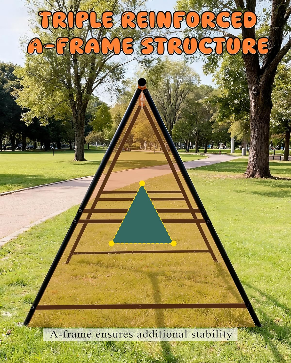 Porch Swing Stand Frame for Both Kids and Adults,440Lbs Heavy-Duty Metal A-Frame for Swing Sets for Backyard (Frame Only) (Orange)
