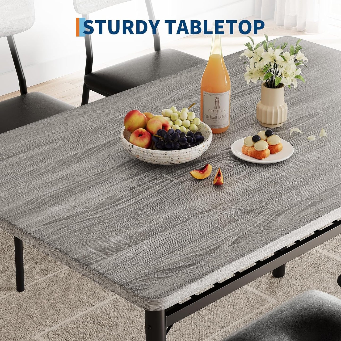 IDEALHOUSE 3-Piece Dining Table Set for 2 with Storage Rack, Wood Kitchen Table with Upholstered Chairs Set of 2, Small Square Table Set with Metal Legs Support, for Dining Room,Living Room