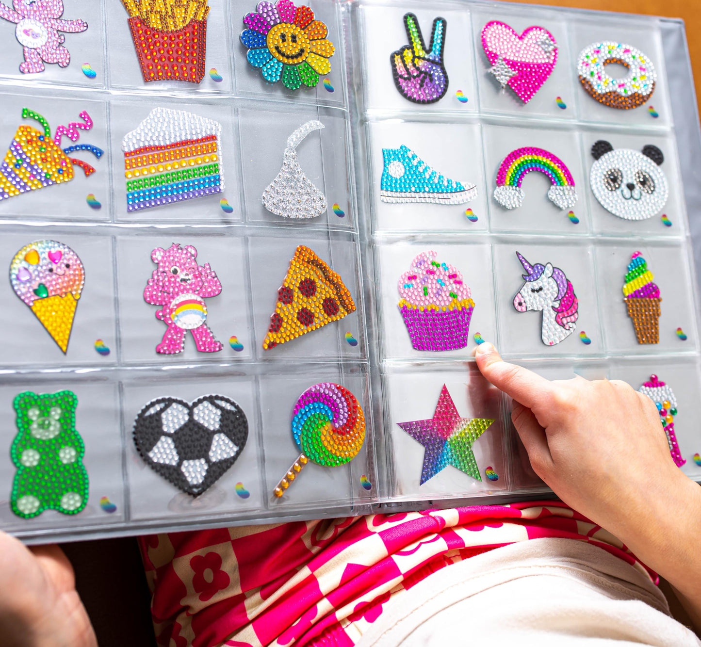 StickerBeans® Rhinestone Stickers - Foodie Sticker Pack, 2” x 2” Each, Unique Sparkly Cut-to-Shape for Collecting, Trading, Decorating Laptops, Phone Cases, Scrapbooks - for Kids, Teens, & Adults