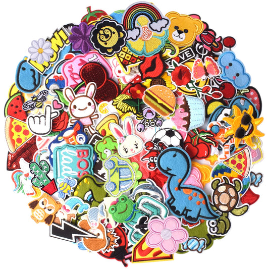TACVEL 60PCS Random Assorted Styles Embroidered Patches, Sew on/Iron on Patches, Applique for Clothes Dress Pants Hats Jeans, Sewing Flowers Applique DIY Accessory