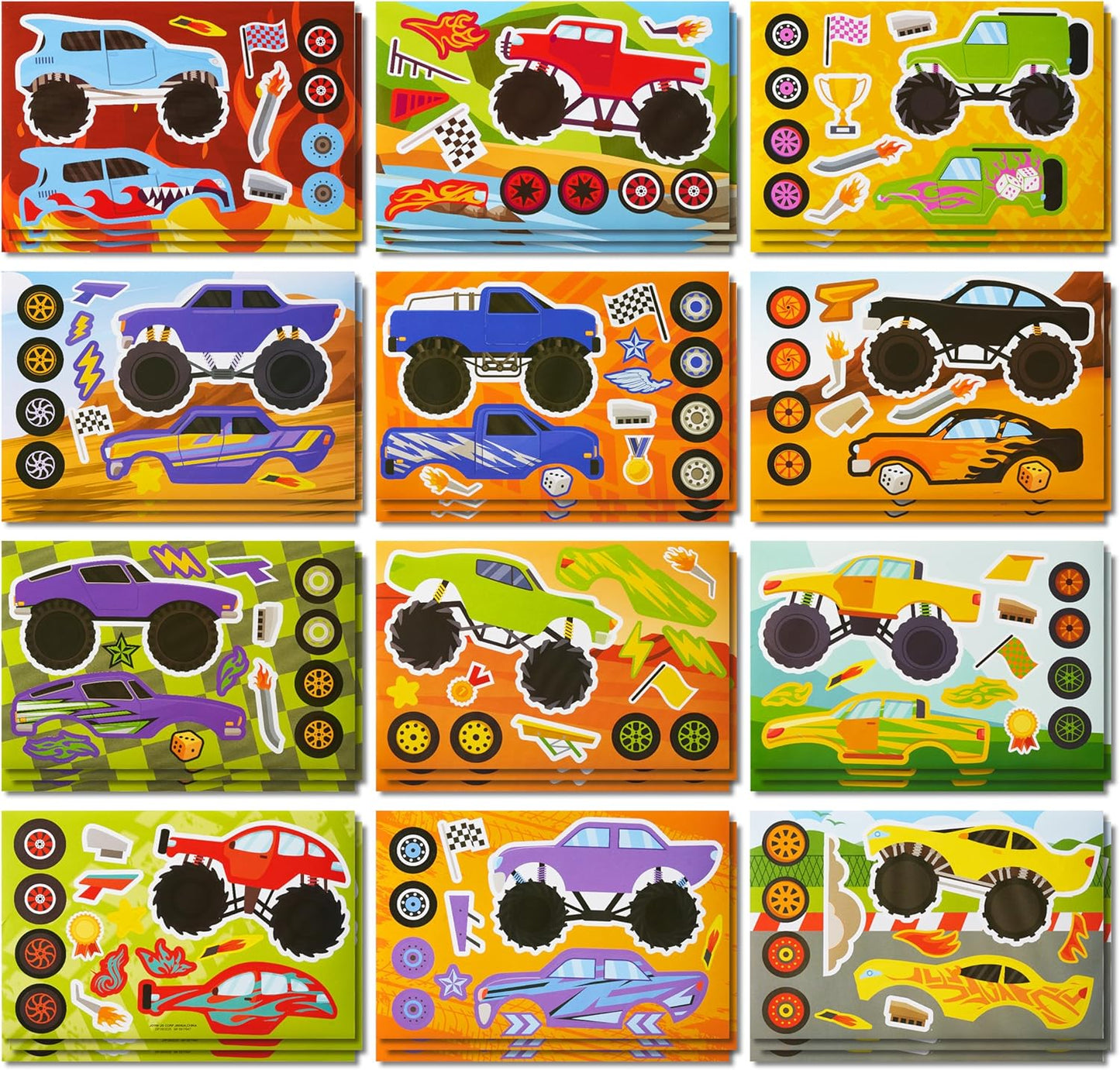 JOYIN 36 Sheets 9"x6" Make a face Stickers for Kids, Make Your Own Monster Truck Stickers, Crafts Birthday Party Favors, Goodie Bags Classroom Activities