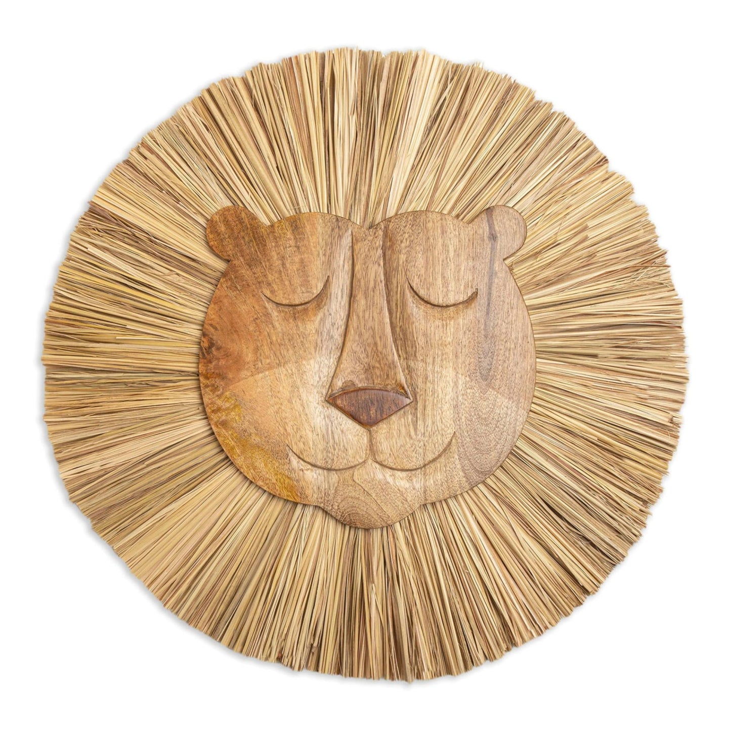 Crane Baby Handmade Wood Animal Safari Wall Art for Nursery Decor, Boho Jungle Theme, for Boys and Girls Lion 21L X 21W Brown