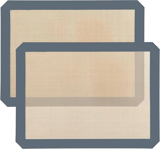2-Pack Non-Stick Silicone Baking Mat, Food Safe Silicone Mats for Baking Cookies and Macarons - Silicone Baking Sheet(Gray）