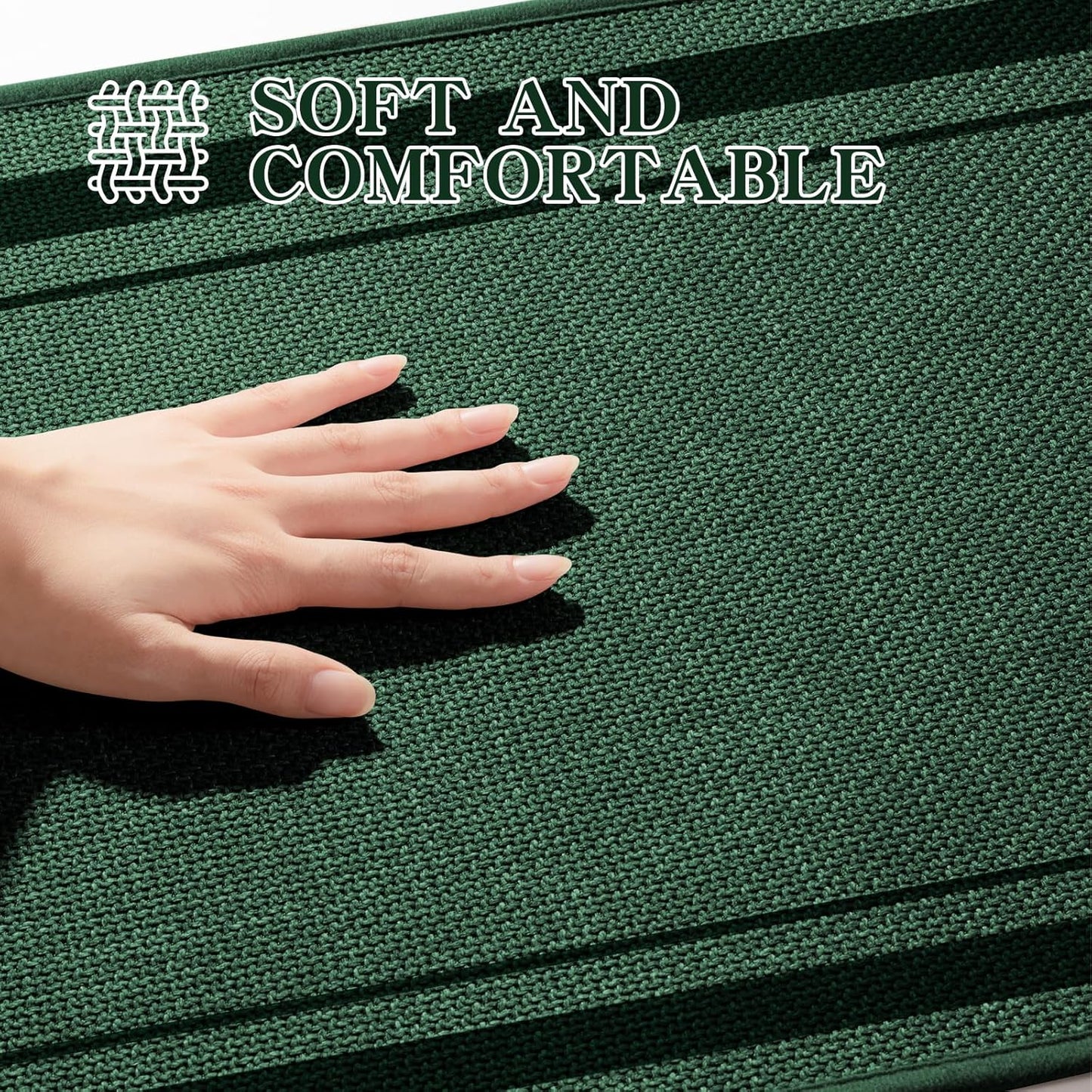 chakme Bathroom Rugs Mat U-Shaped 24x17, Ultra Thin Non Slip Bath Mat Small Quick Dry Absorbent Bath Mat for Bathroom Floor, (Dark Green, U-24"x17")