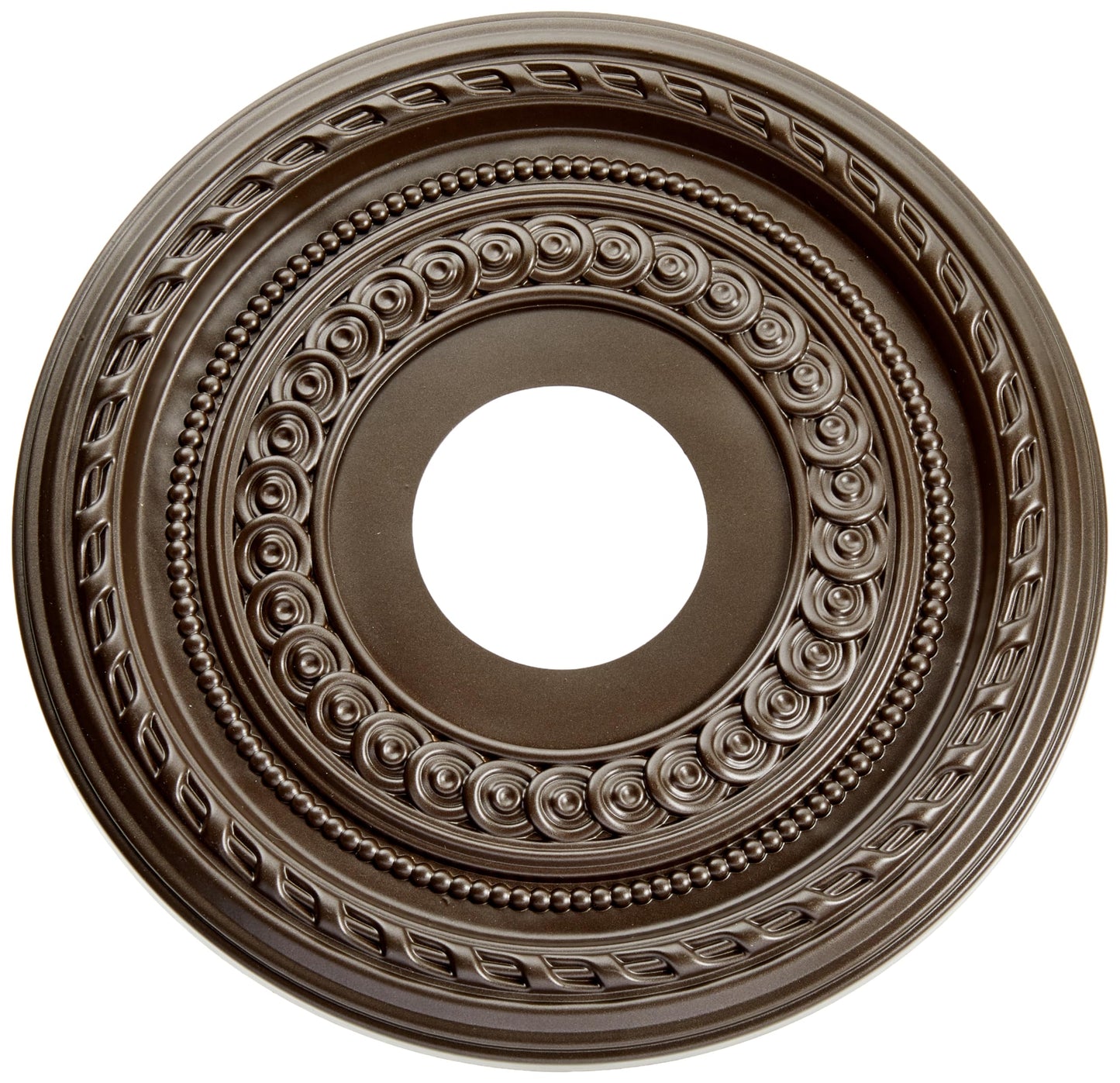 Ekena Millwork 13Od X 3 1/2Id X 3/4P Cole Thermoformed Pvc Ceiling Medallion (Fits Canopies Up To 4 1/4), Bright Coat Dark Bronz