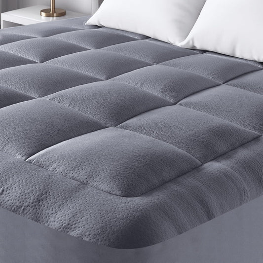 Ultra Soft Twin Size Mattress Topper - Viscose Made from Bamboo Pillow Top Mattress Pad for Back Pain Relief - Naturally Cooling for Hot Sleepers, Grey