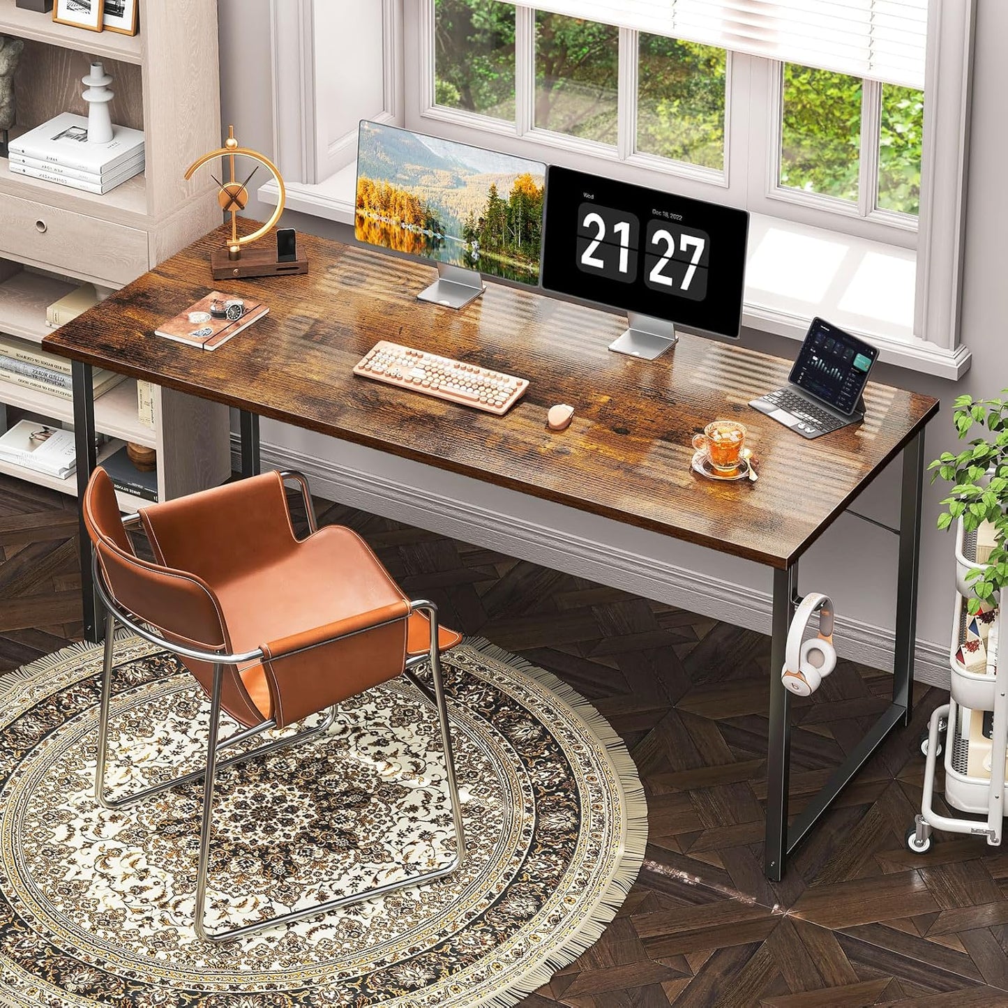 Coleshome 63 Inches Computer Desk, Modern Desk for Home Office, Vintage