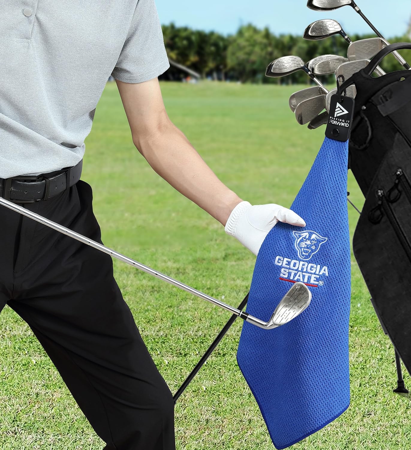 Magnetic Golf Towels for Golf Bags with Clip & Ultra Strong Magnet - Waffle Weave Microfiber Towel for Secure Hold on Bags & Carts - Ideal Club Cleaner & Accessories - Georgia State
