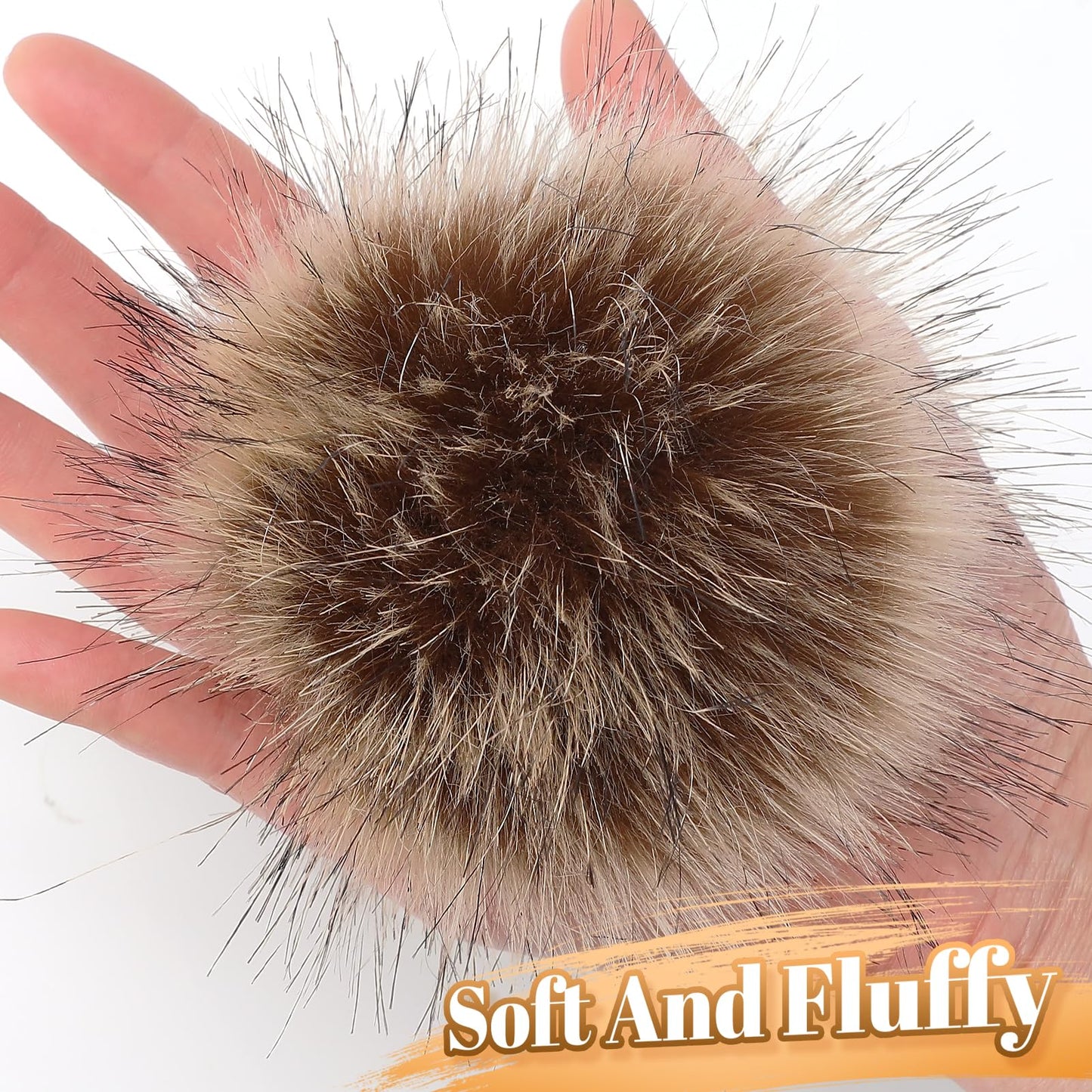 20 Pcs Faux Fur Pom Poms for Hats - 4.5 Inch Fluffy DIY Knitting Hat Pompoms with Elastic Loop, Removable Crochet Crafts Accessories for Shoes Scarves Gloves Bags Keychains (10 Color-Dark)