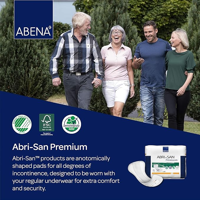 Abena Abri-San Premium Incontinence Pads, Light Absorbency, (Sizes 1 To 3A) Size 1, 28 Count