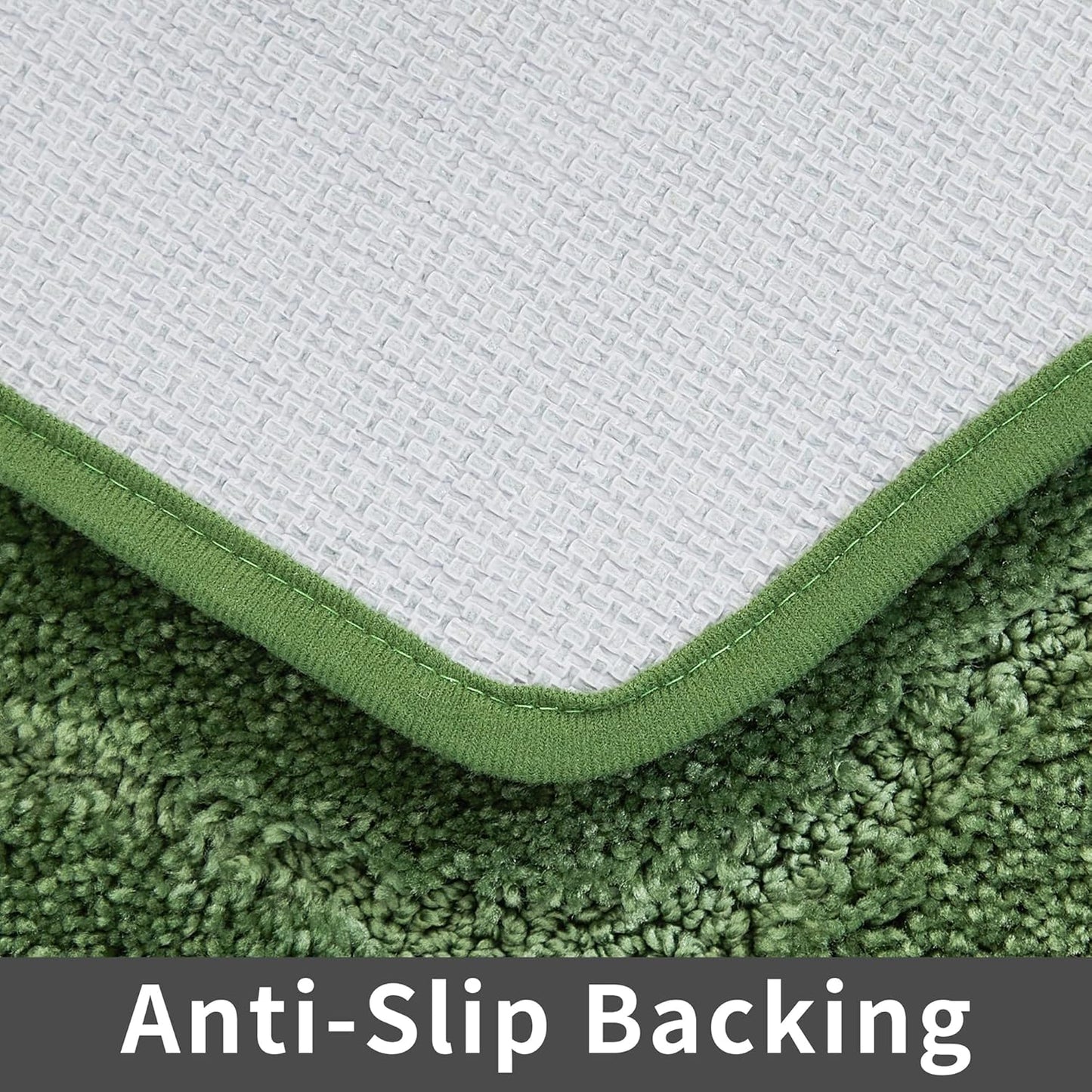 COSY HOMEER Extra Thick Bath Linen Sets Rugs for Bathroom - Anti-Slip Bath Mats Soft Plush 100% Strong Polyester Mat Living Room Bedroom Water Absorbent(Green,24x48 - Inches)