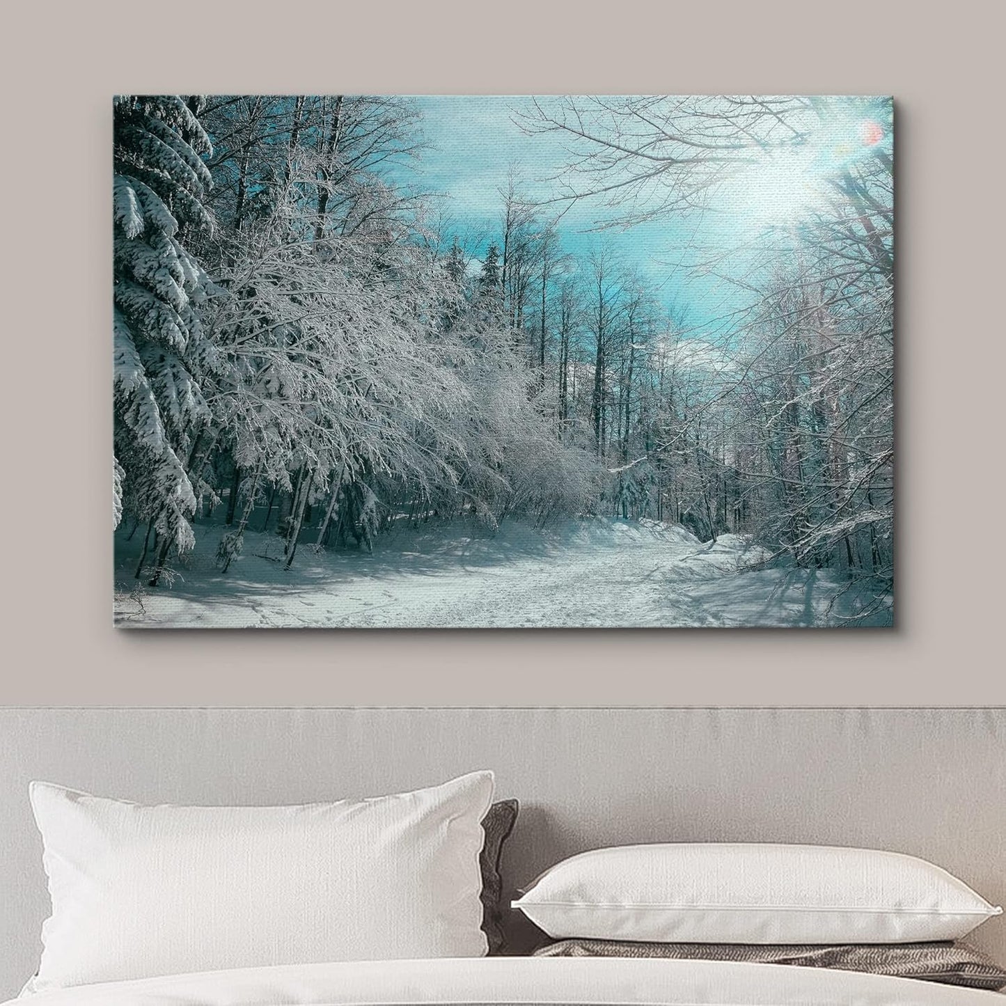 wall26 Canvas Print Wall Art Pine Tree Forest Covered in Snow Nature Wilderness Photography Modern Art Rustic Scenic Colorful Multicolor for Living Room, Bedroom, Office - 16"x24"
