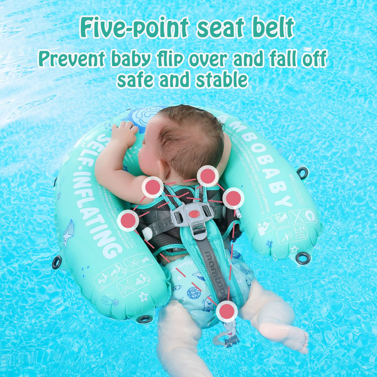 HECCEI Mambobaby Baby Pool Floats Hammock with Canopy - Portable Swimming Floating Toys Self-Inflating Water Hammock Pool Raft Floatie Lounger for Baby Summer Lake Beach UPF50+, Green
