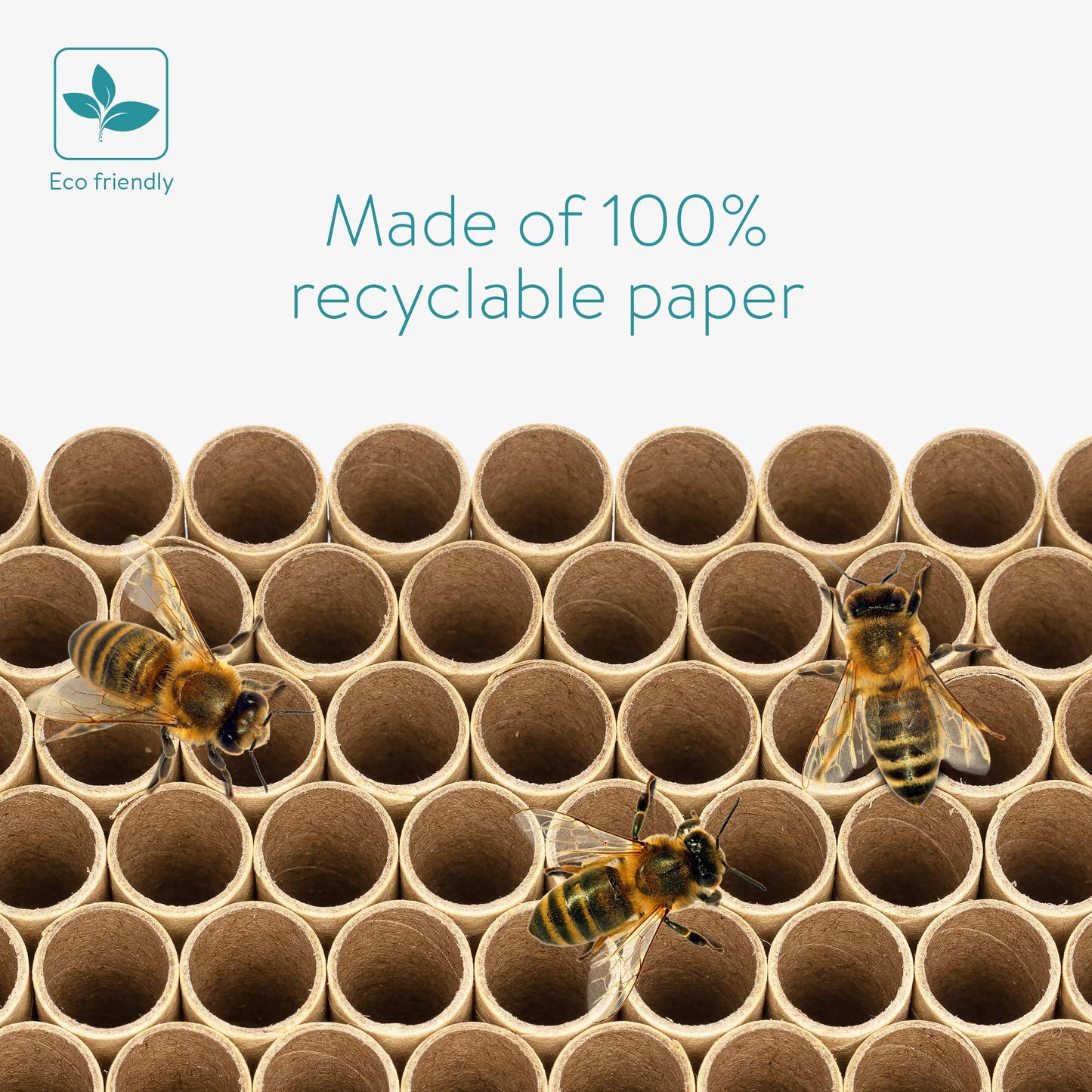 Navaris Cardboard Bee Nesting Tubes (Pack of 200) - 6" Long x 5/16" Diameter Tube for Mason Solitary Bees - for Filling Insect Hotels and Bug Houses