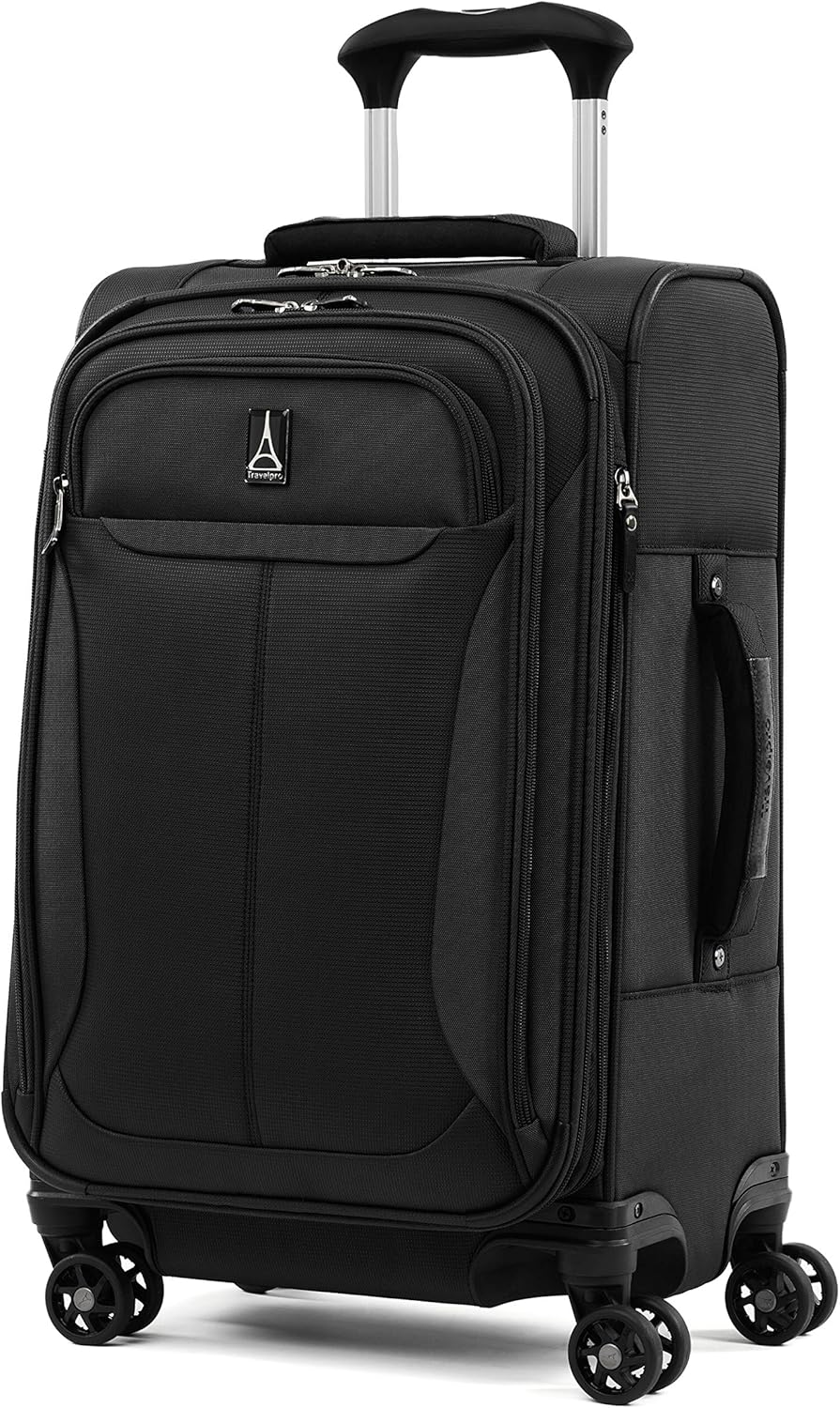 Travelpro Tourlite Softside 2-Piece Set, Expandable Luggage with 4 Spinner Wheels, Lightweight Suitcase, 21" Carry-On, 25" Checked Medium, Black