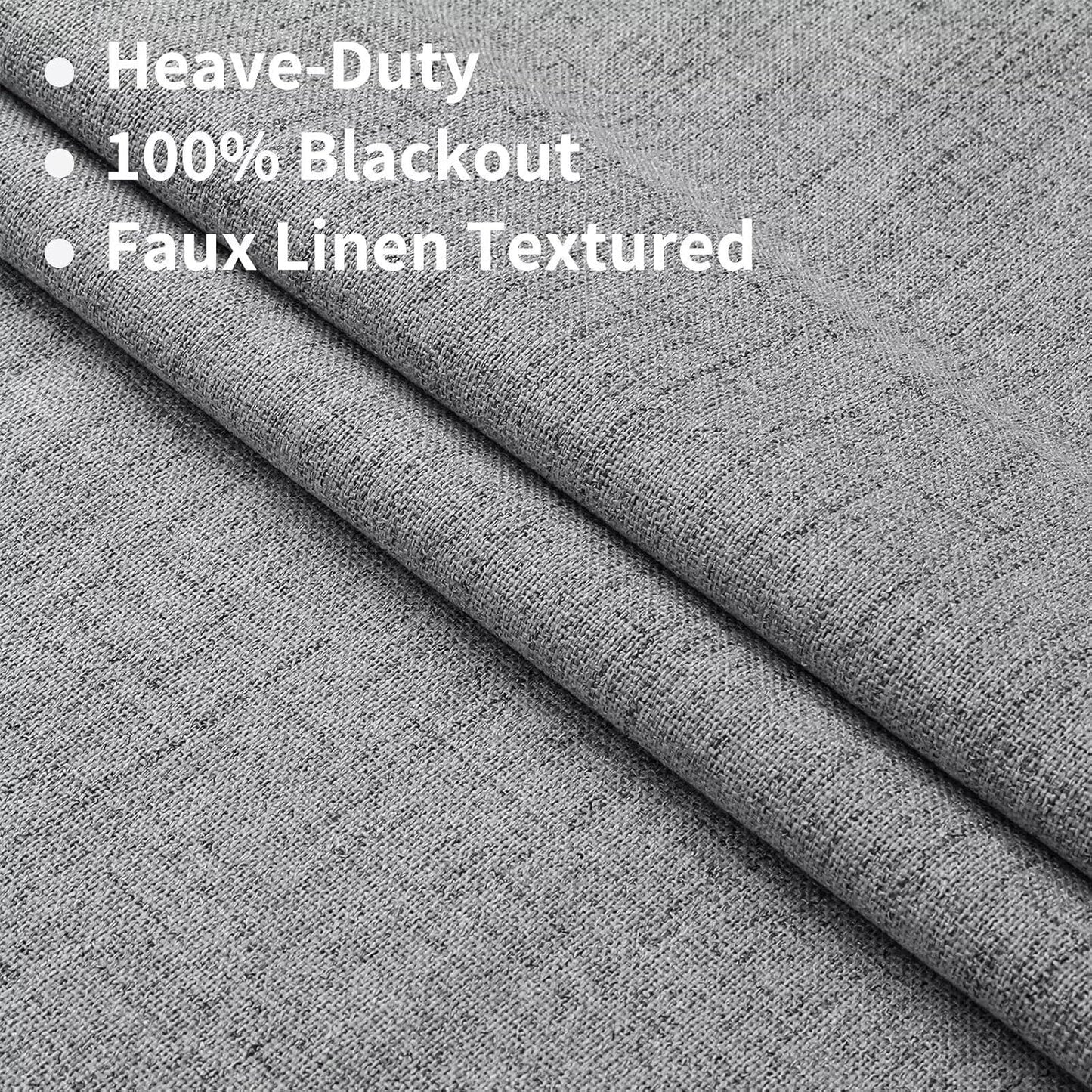 Joydeco 100% Total Blackout Curtains Custom Size for Bedroom Living Room Darkening Long Textured Drapes Thermal Insulated Back Tab & Rod Pocket 1 Panel(Light Grey,Custom Size)