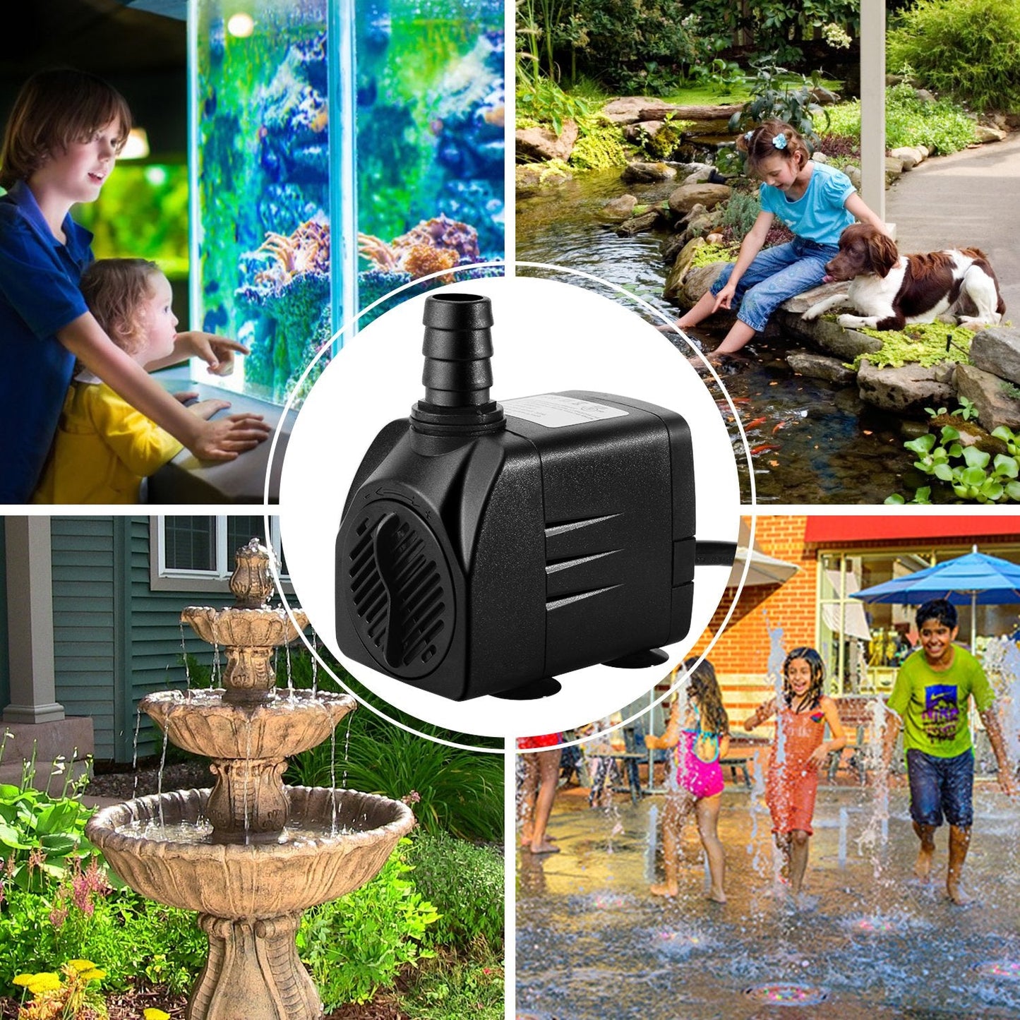 CWKJ Fountain Pump, 400GPH Submersible , Durable 25W Outdoor Water Pump with 6.5ft Power Cord, 3 Nozzles for Aquarium, Pond, Fish Tank, Water Pump Hydroponics, Backyard Fountain