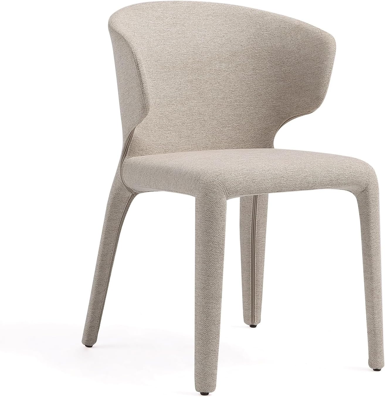 Manhattan Comfort Conrad Mid Century Modern Dining Chairs Woven Tweed Upholstered Kitchen Furniture with Contoured Back, Foam Padding & Metal Legs, Set of 4, Wheat
