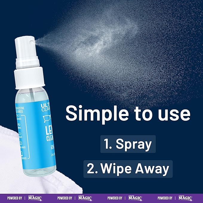 Powered by Nano Magic Eyeglass Lens Cleaning Spray | 10oz Value Pack | 2 2oz Sprays, 6oz Refill, 2 Microfiber Cloths | Ideal for Glasses, Phone, Screens, Optic Surfaces Coated Surfaces
