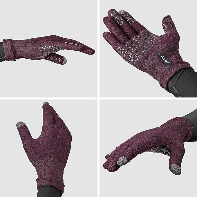 GripGrab Primavera 2 Merino Wool Spring Autumn Cycling Gloves Knitted Touchscreen Full Finger Anti Slip Bicycle Liners