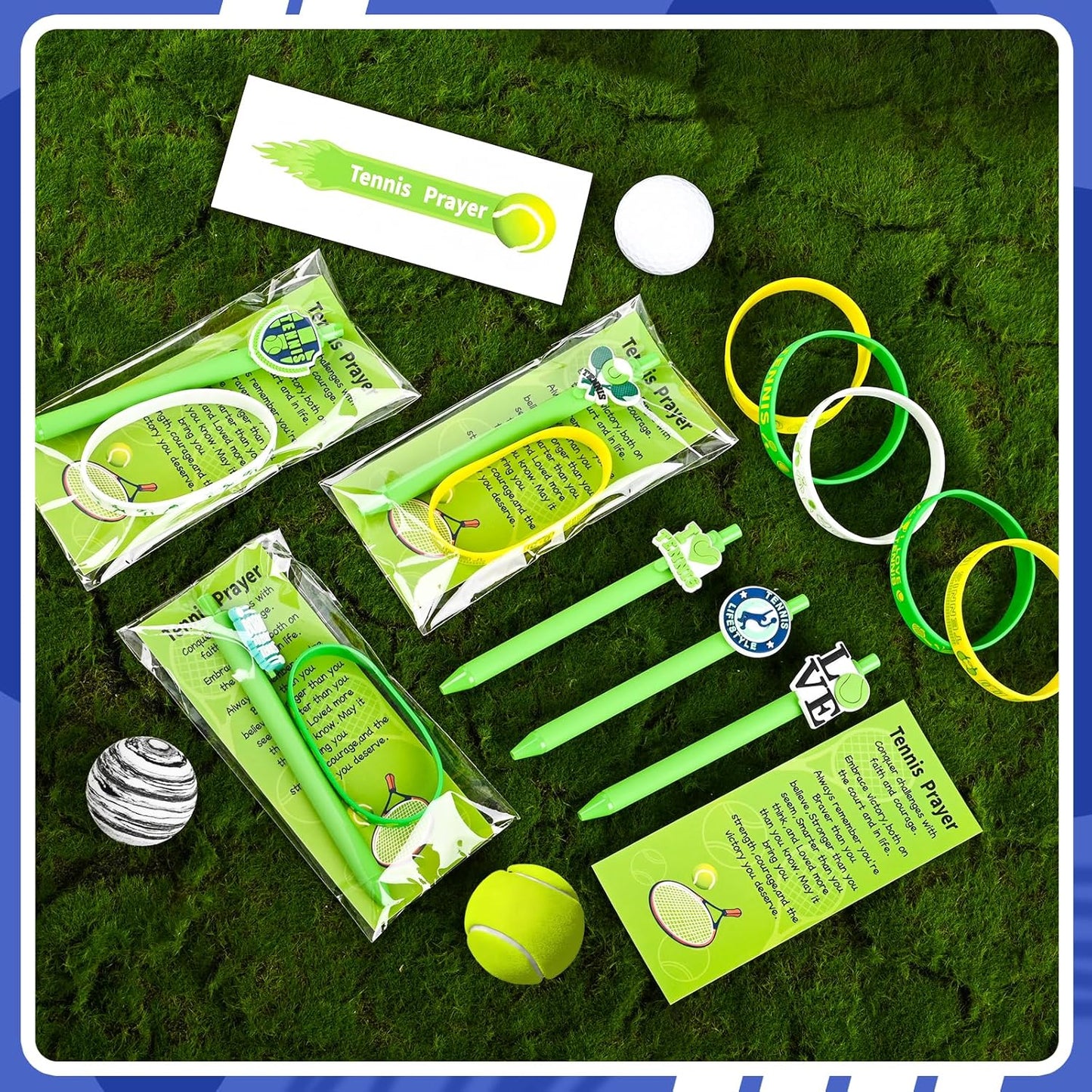 LiYiQ 72 Pcs Tennis Party Favors Tennis Team Gifts Tennis Goodie Bags Stuffers Tennis Ballpoint Pens Bookmark Card and Silicone Bracelet