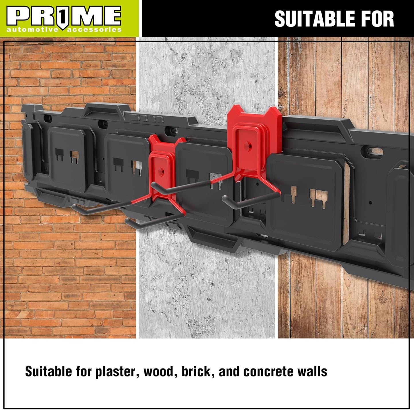 PR1ME 31 Inch Heavy Duty Garage Storage Wall Rails, 2 Pcs Wall Mount Organization Rails, Organization Tool Storage Utility Rack for Hooks
