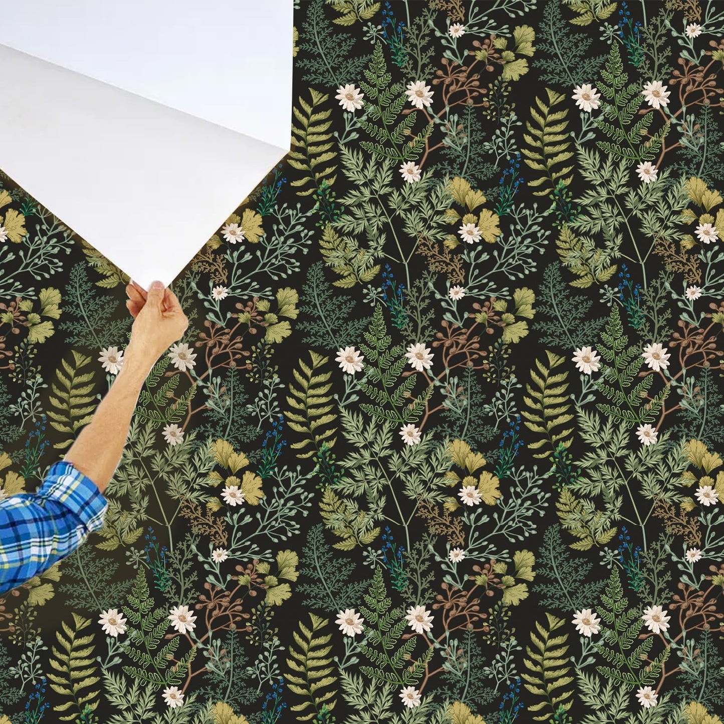itechpanda Floral Beautiful Wallpaper Peel and Stick Wallpaper Retro Flower Wall Paper Self Adhesive Furniture Cabinet Contact Paper for Cabinet Shelf Drawer Liner Bedroom DIY Decor