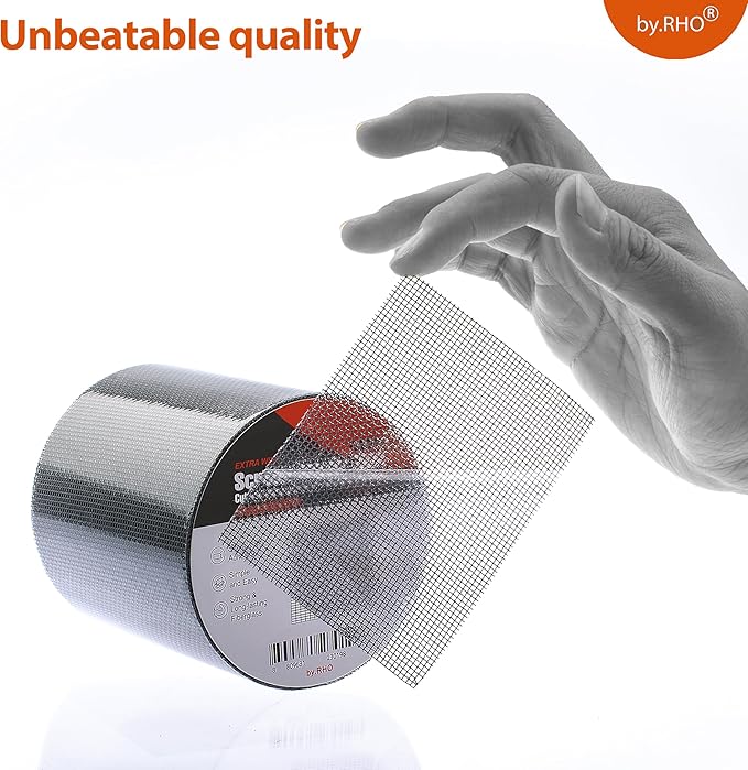 by.RHO Window Screen Repair Kit Tape, Gray, 2in x 33ft, Fiberglass Repair Kit for Window Screen and Screen Door Tears Holes. 3-Layer Strong Adhesive Waterproof Weatherproof Mesh Repair Variable Size