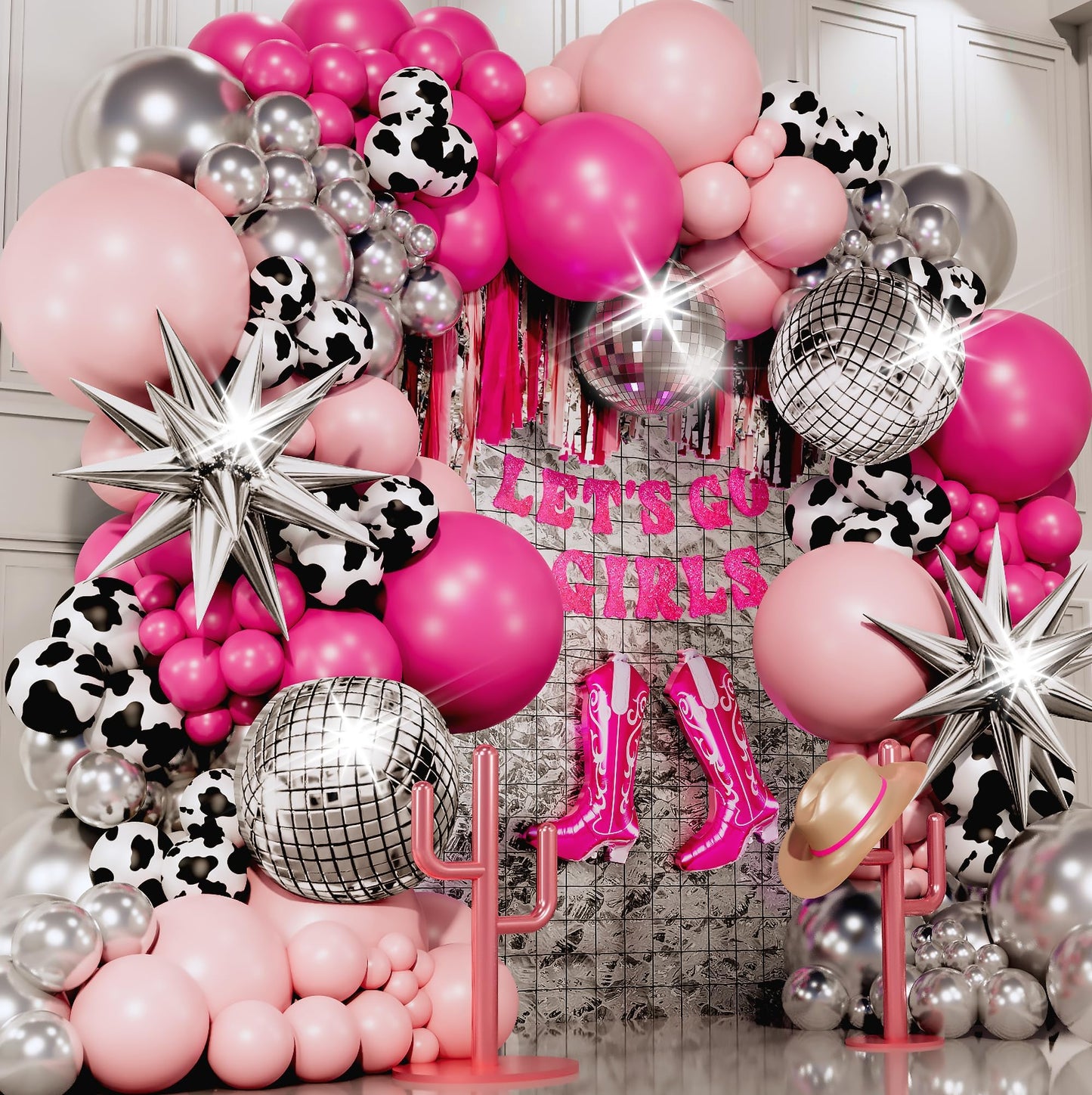 ALL-IN-1 Cowgirl Balloon Arch Kit with BONUS Boot Balloons for Cowgirl Party Decorations - Cow Girl Balloons Garland for Disco Cow Girl Birthday Party Decorations & Last Rodeo Bachelorette Decoration