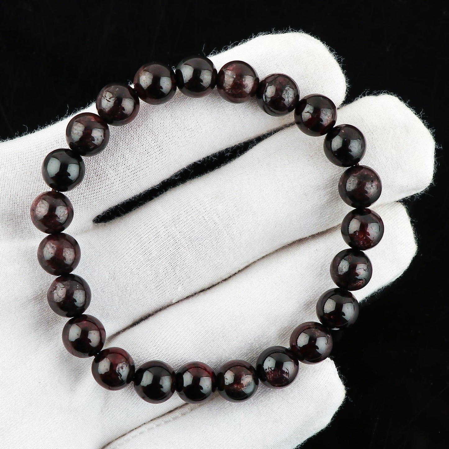 CRYSTALIS Red Garnet Bracelet for Boosting Love Drive-Confidence and Relationship - 8mm Beaded Bracelet for Women Men Unisex - Elastic Adjustable Size