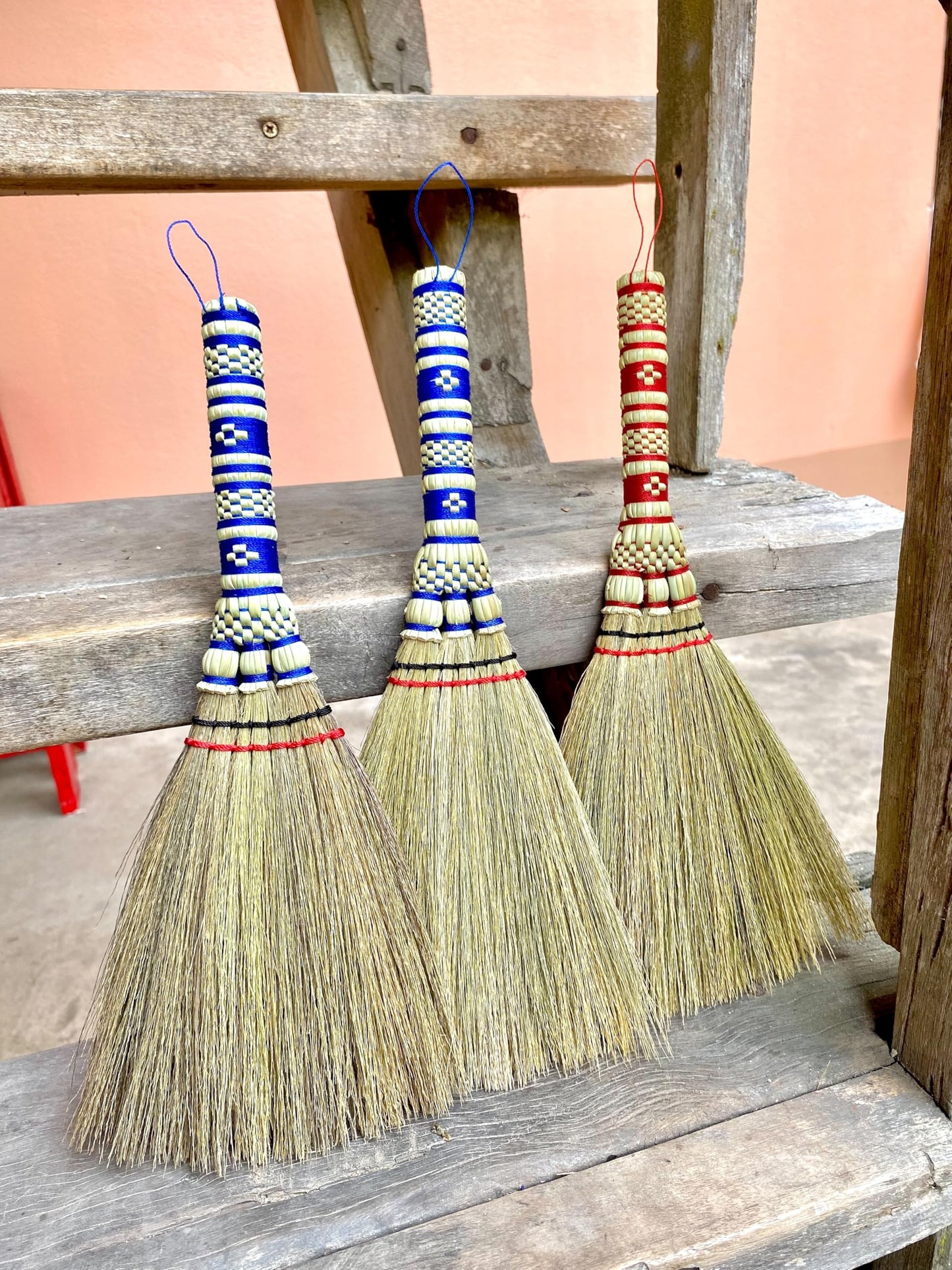 2 Piece Small Whisk Broom Handheld Brush Whisks Away Dust, Dirt & Debris Brush Hanger for Easy Storage Perfect for Indor Outdoor and Car - Short of Asian Whisk Broom (staw soft broom)