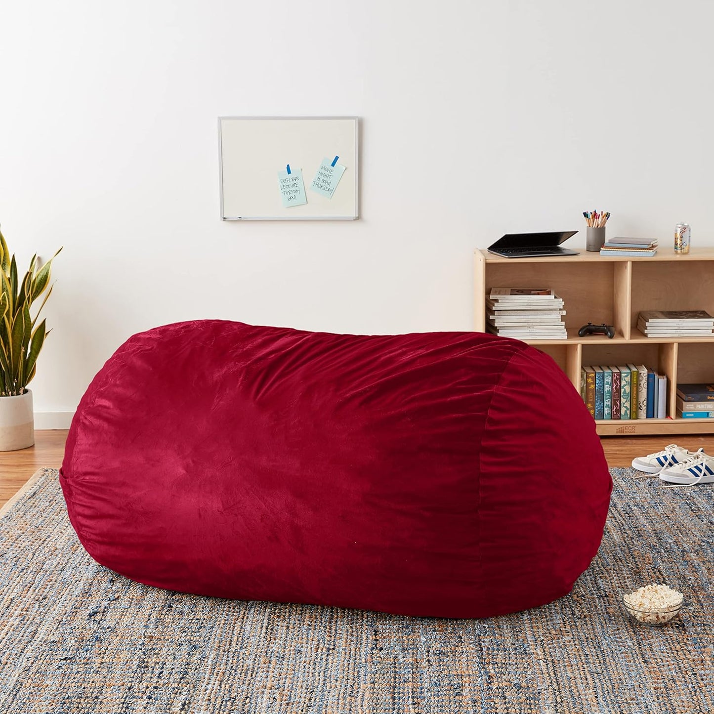 Sofa Sack Bean Bag Chair Cover Only, for Adults and Kids, Without Filling Comfy Fluffy Round or Oval Beanbag Chair Cover Replacement, Lazy Sofa Cover for Reading Chair or Floor Chair, 6-Feet, Cinnabar