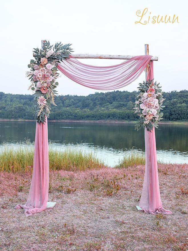 Wedding Arch Flowers, Artificial Flowers for Decoration, Large Flower Swag for Boho Styles Wedding Ceremony Floral Decor - Pack of 2