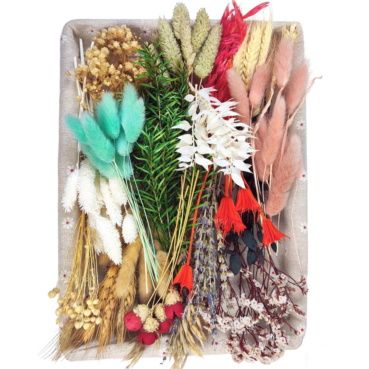 DIY Natural Dried Flowers Kit - Mixed Flowers and Foliage with Stems for Mini Bouquet, Wreath, Resin, Soap, Scrapbook, Floral Arrangement, Home Decor
