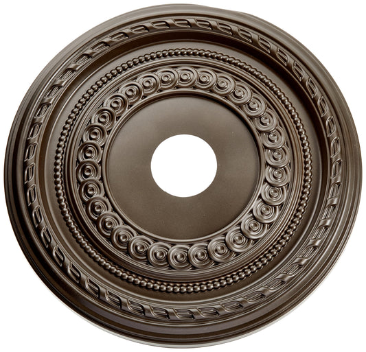 19Od X 3 1/2Id X 1P Cole Thermoformed Pvc Ceiling Medallion (Fits Canopies Up To 5 1/8), Bright Coat Dark Bronze
