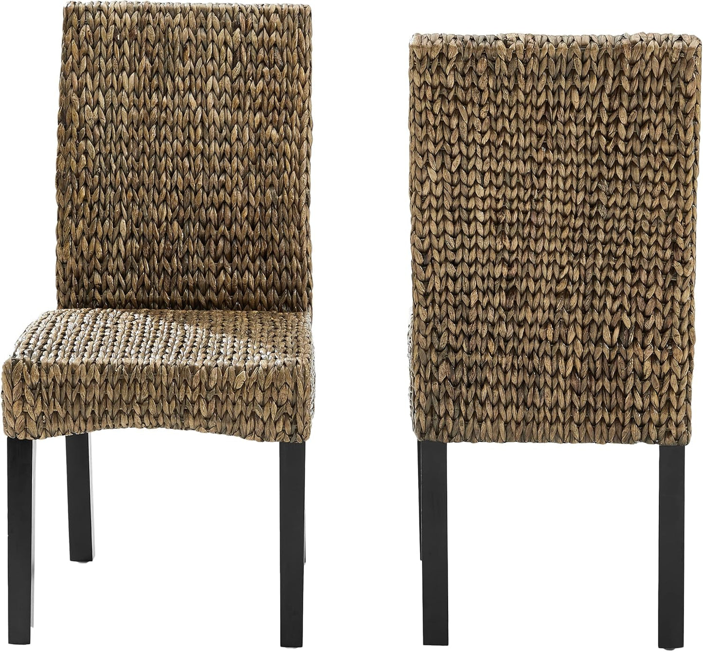Crosley Furniture Edgewater Handwoven Natural Fiber Rattan Dining Chairs Set of 2, Seagrass