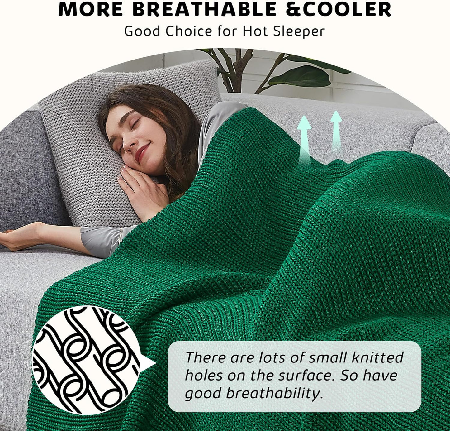 L'AGRATY Knitted Weighted Blanket - 48"x72" 20lbs Cooling Chunky Knit Heavy Blanket for Adults Braided Crochet Throw Thick Cable Yarn Knit Decorative No Beads Evenly Weighted Machine Washable