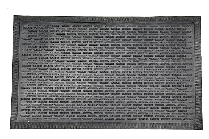 Ottomanson Easy Clean, Waterproof Non-Slip Indoor/Outdoor Rubber Doormat, 18" x 30", Black