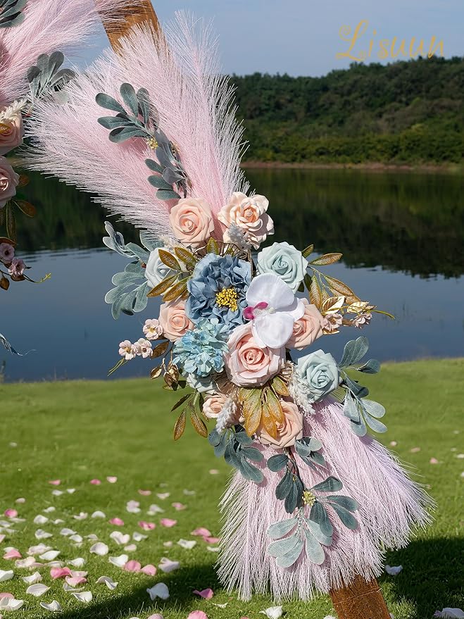 Wedding Arch Flowers, Artificial Flowers for Decoration, Large Flower Swag for Boho Styles Wedding Ceremony Floral Decor - Pack of 2