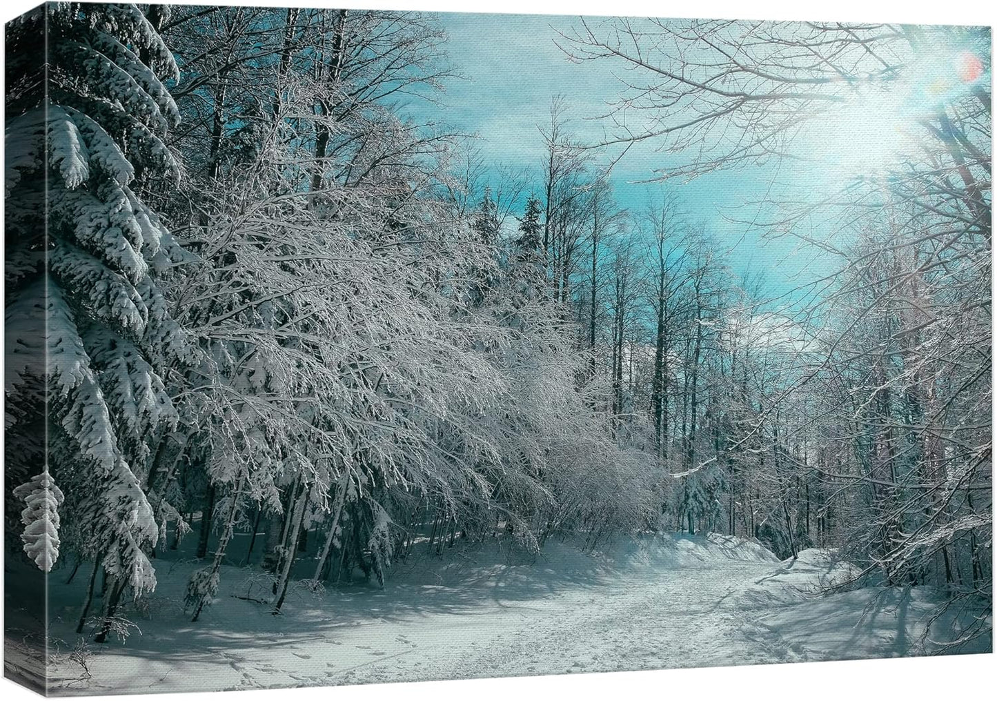 wall26 Canvas Print Wall Art Pine Tree Forest Covered in Snow Nature Wilderness Photography Modern Art Rustic Scenic Colorful Multicolor for Living Room, Bedroom, Office - 32"x48"