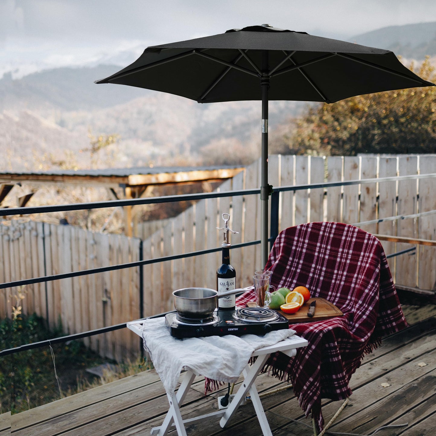 AMMSUN 6ft Patio Umbrella Outdoor Table Umbrellas with Push Button Tilt, UPF50+ Premium Steel Pole and Ribs for Deck, Lawn, Garden, Backyard & Pool (Black)