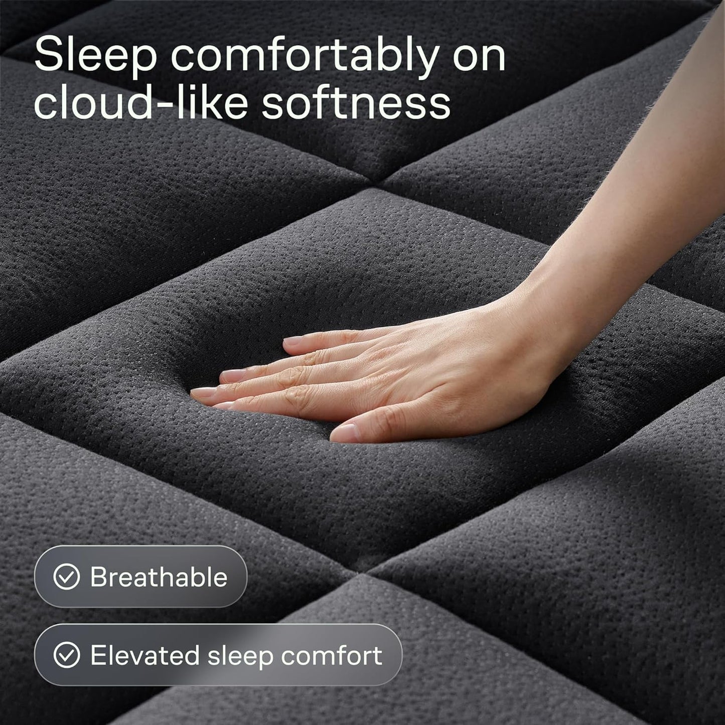 Ultra Soft Full Size Mattress Topper - Viscose Made from Bamboo Pillow Top Mattress Pad for Back Pain Relief - Naturally Cooling for Hot Sleepers, Black