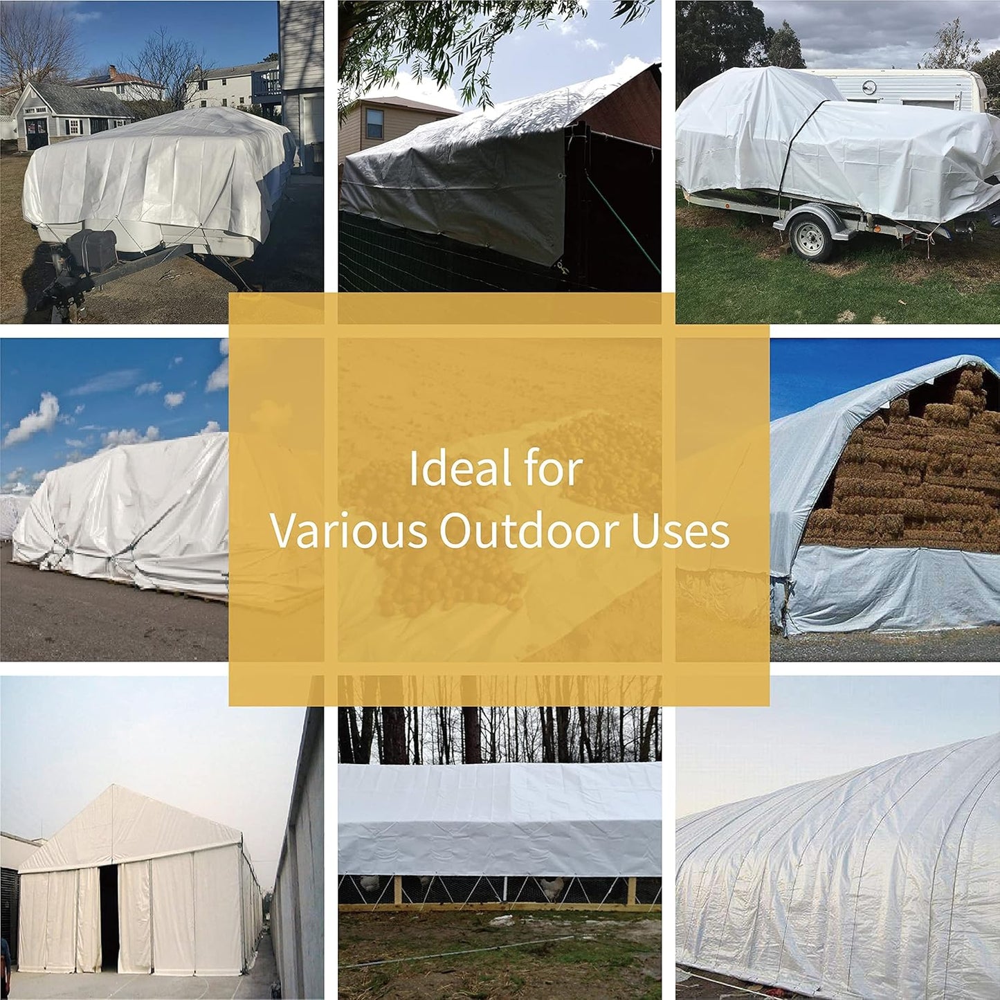 GUARD SHIELD Tarp White 9x12 Feet Multi Purpose Waterproof Poly Tarp Cover 5mil
