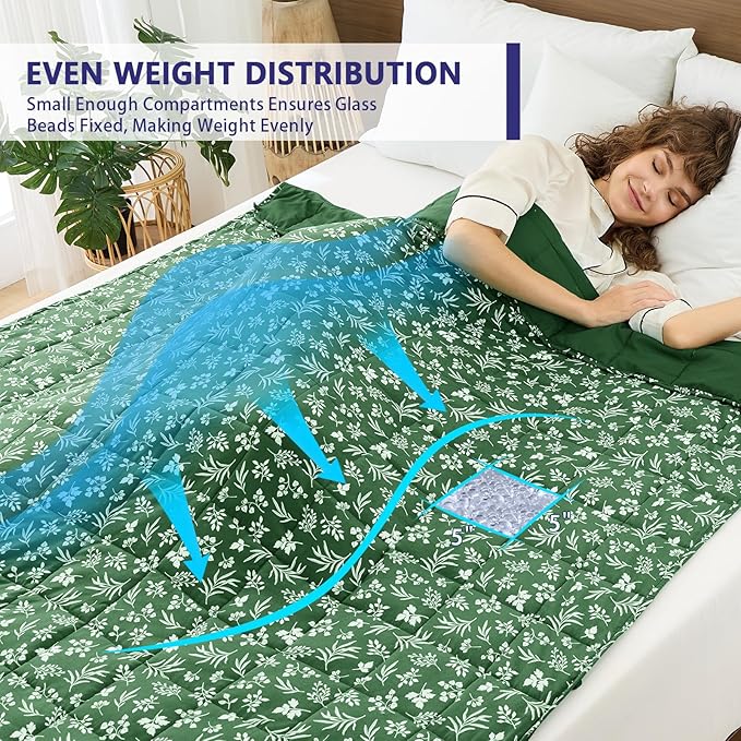 yescool King Size Weighted Blanket for Adults (20 lbs, 80” x 87”, Forest) Cooling Heavy Blanket for Sleeping Perfect for 190-210 lbs, Breathable Blanket for Adults & Couple All Season
