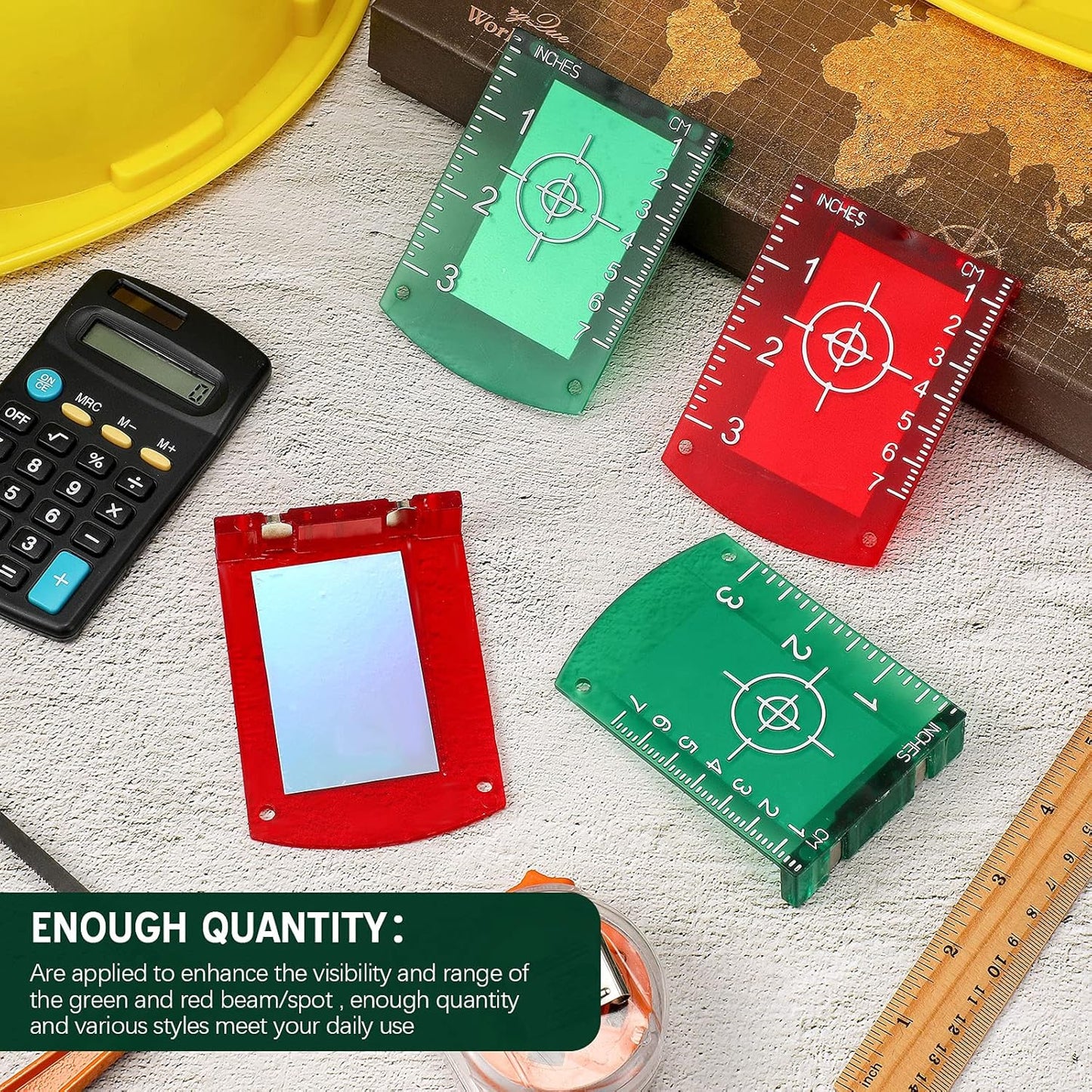 4 Pieces Laser Targets Magnetic Floor Laser Targets Plate Laser Card with Stand for Green Laser Level Red Laser Level to Enhancing the Visibility