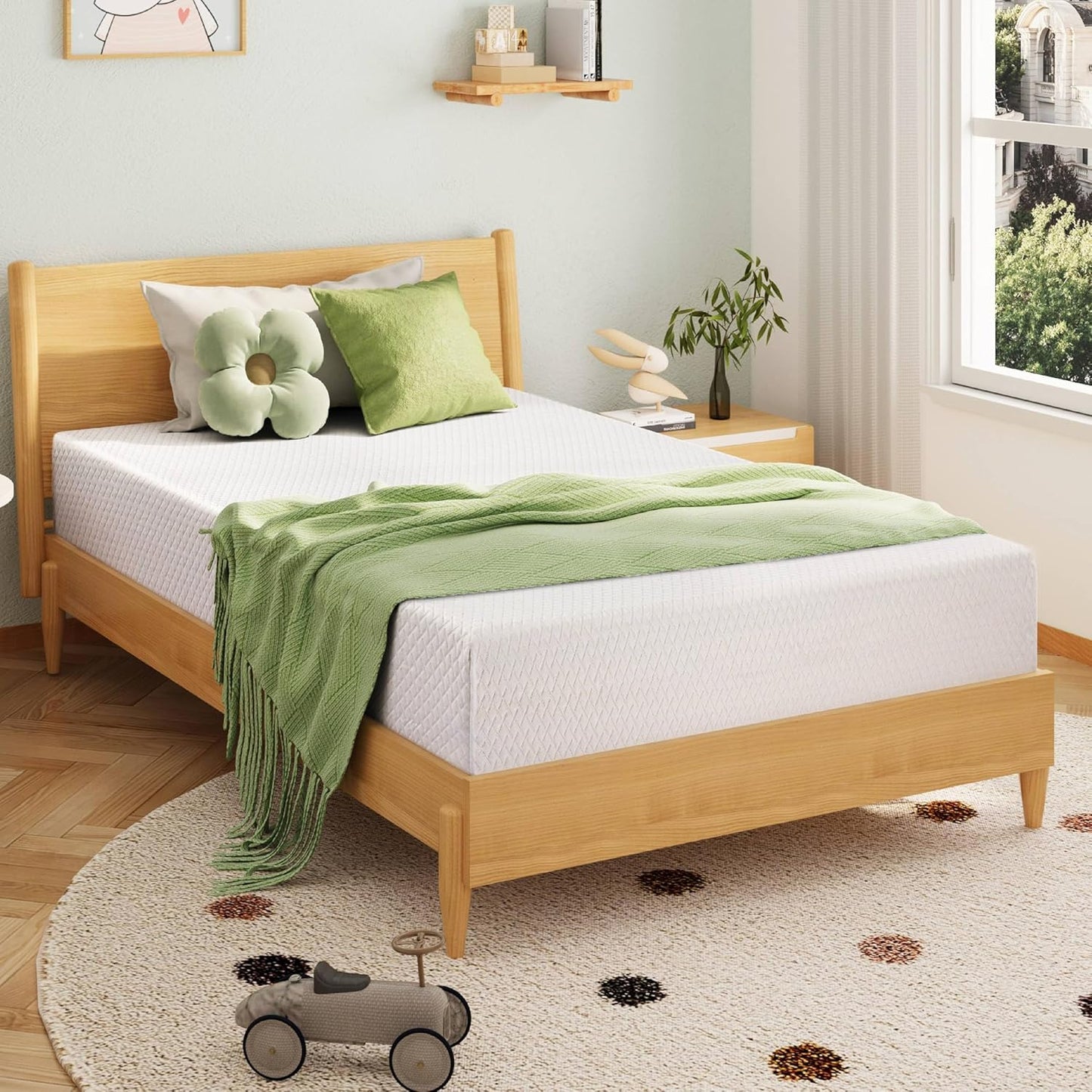 5 Inch Full Size Mattress for Kids, Memory Foam Mattress with Cooling Green Tea Gel, Relieve Pressure with Medium Firm Support, CertiPUR-US Certified, 75''L x 54''W, White