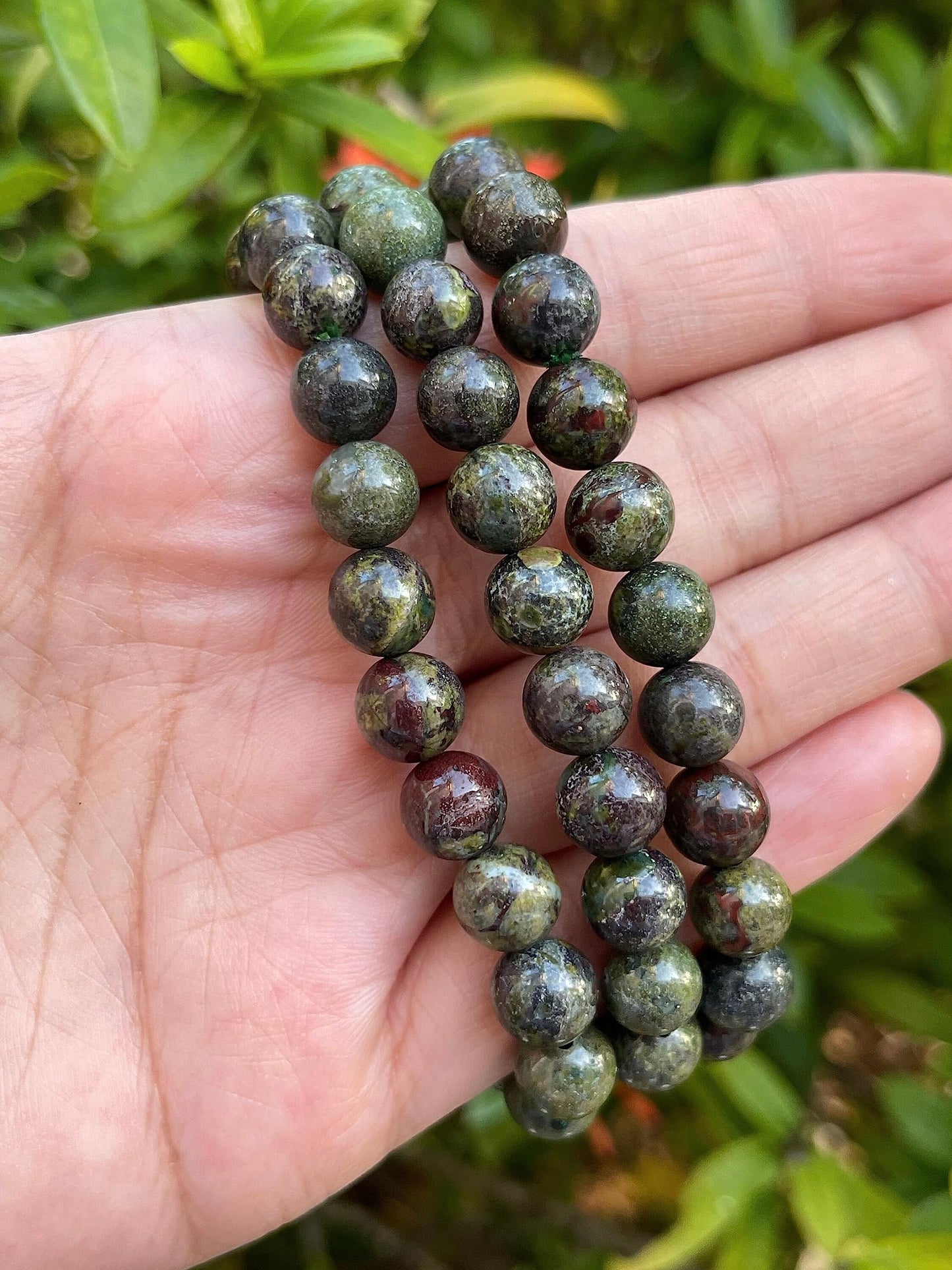 GAF TREASURES Dragons Blood Jasper Crystal Bead Bracelet 8mm, Genuine Dragons Blood Jasper Stretch Gemstone Bracelet, Healing Crystal Bracelet, Gift for Men & Women (1)